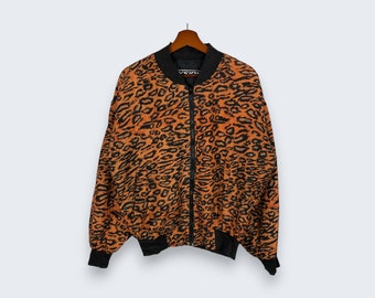 Vintage Elysion Leopard Light Jacket Street Fashion Streetwear Fit Large