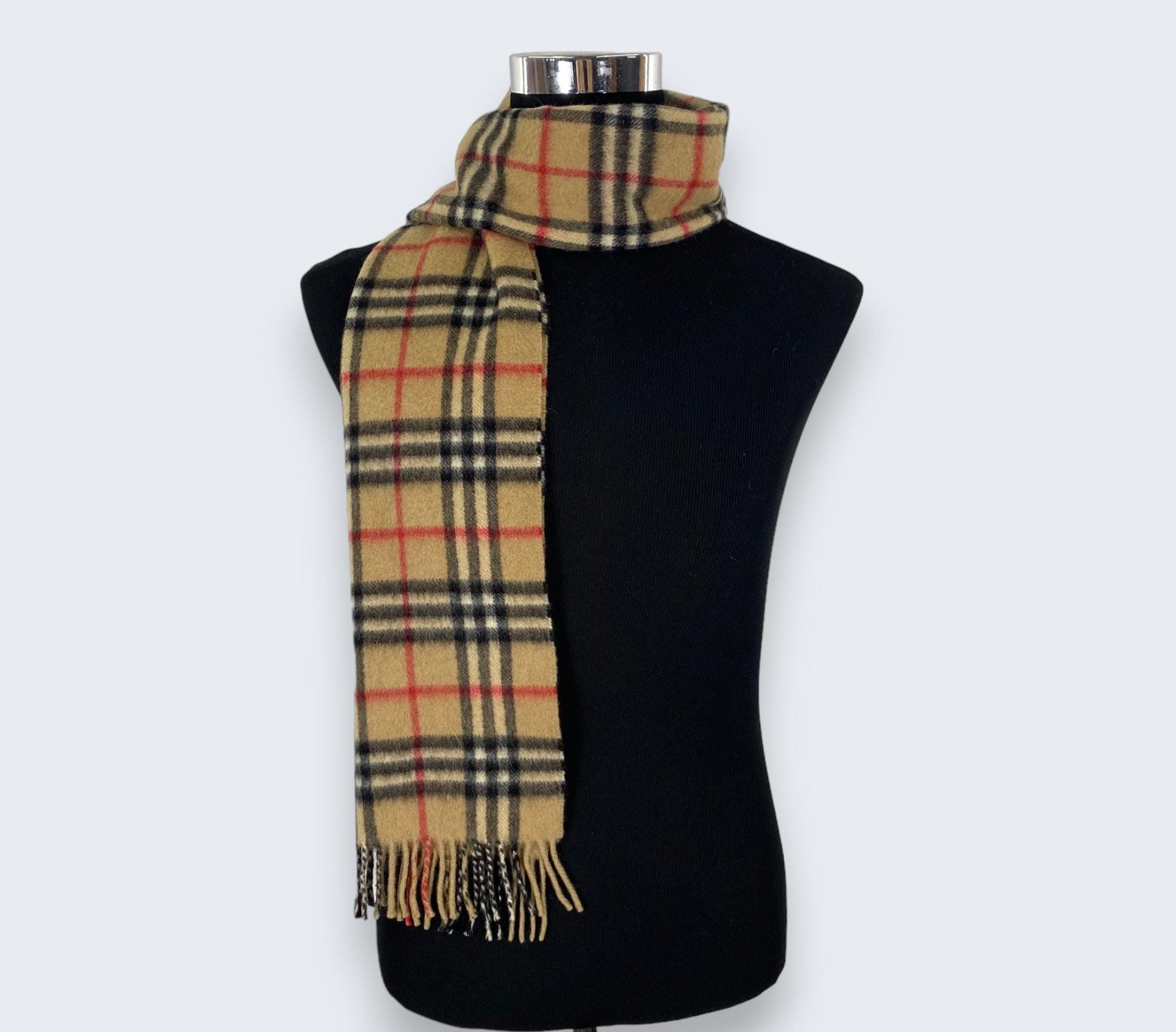 Vintage Burberry Scarf - 90s Nova Check Wool Cashmere Muffler
