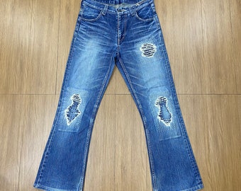 Oh Seven Clawmark Patchwork Denim Jeans, Faded Wash (waist 32) - Etsy