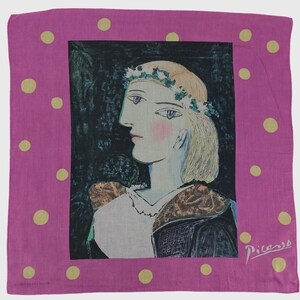 90s Authentic Vintage Art Picasso Handkerchief Neckerchief Headband Bandana Babushka Wrap Authentic Accessories Gift Summer gift for mum