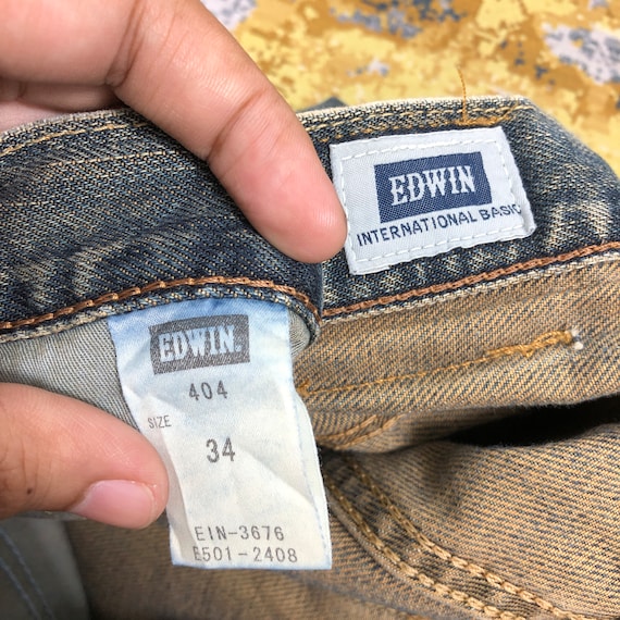 37 X 29 Vintage Edwin 404 Jeans Distress Faded Medium Wash High