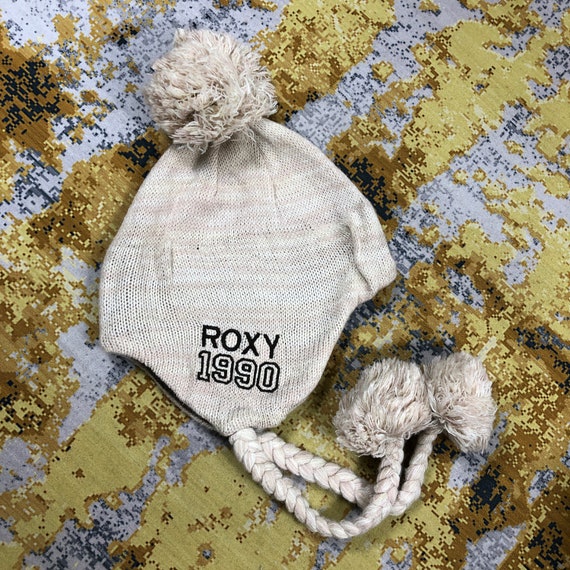 Vintage Roxy Ear Flat Hat Beanie Knitted Crochet … - image 4