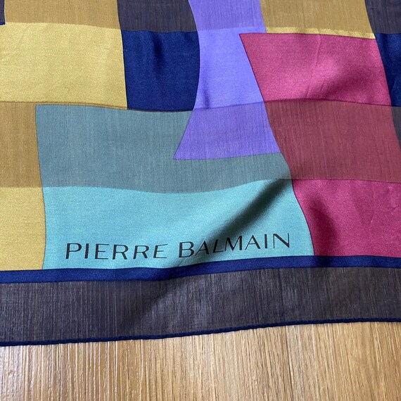Vintage Pierre Balmain Scarf - 90s Silk Floral Ar… - image 3