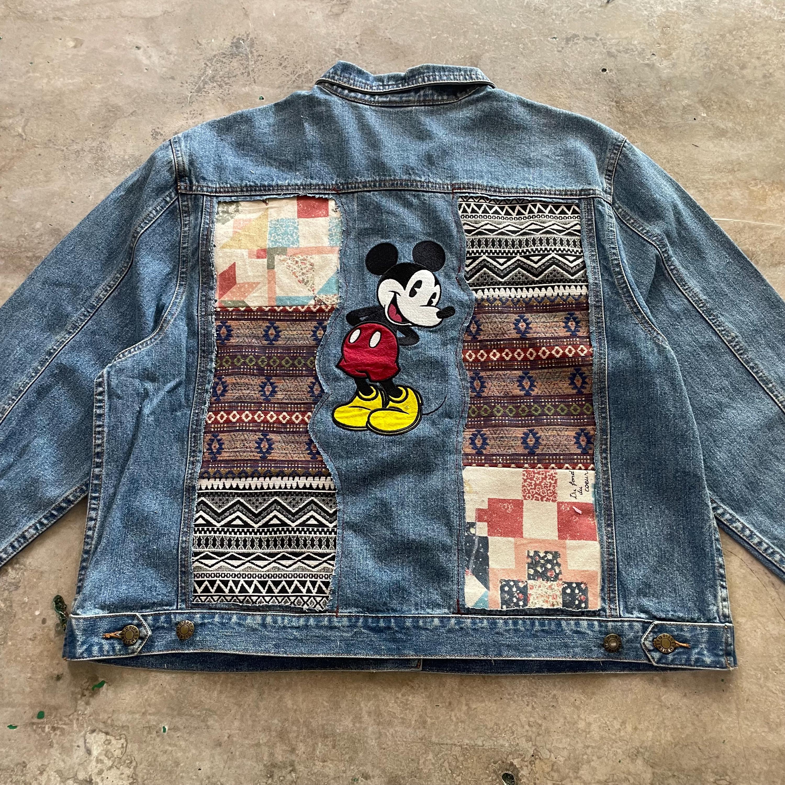 ジャケット・アウター 90s w&lt painted denim jacket 2nd type Ready to Ship Vintage 90s Denim Jacket Patchwork Navajo Stylish