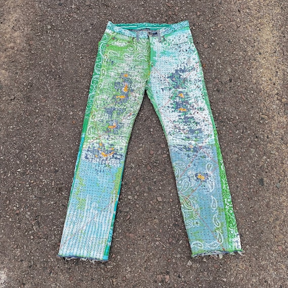 30 X 30 Vintage 90s Kapital Jeans - Sashiko Boro Paisley 30 X 30 Vintage 90s Kapital Jeans - Sashiko Boro Paisley