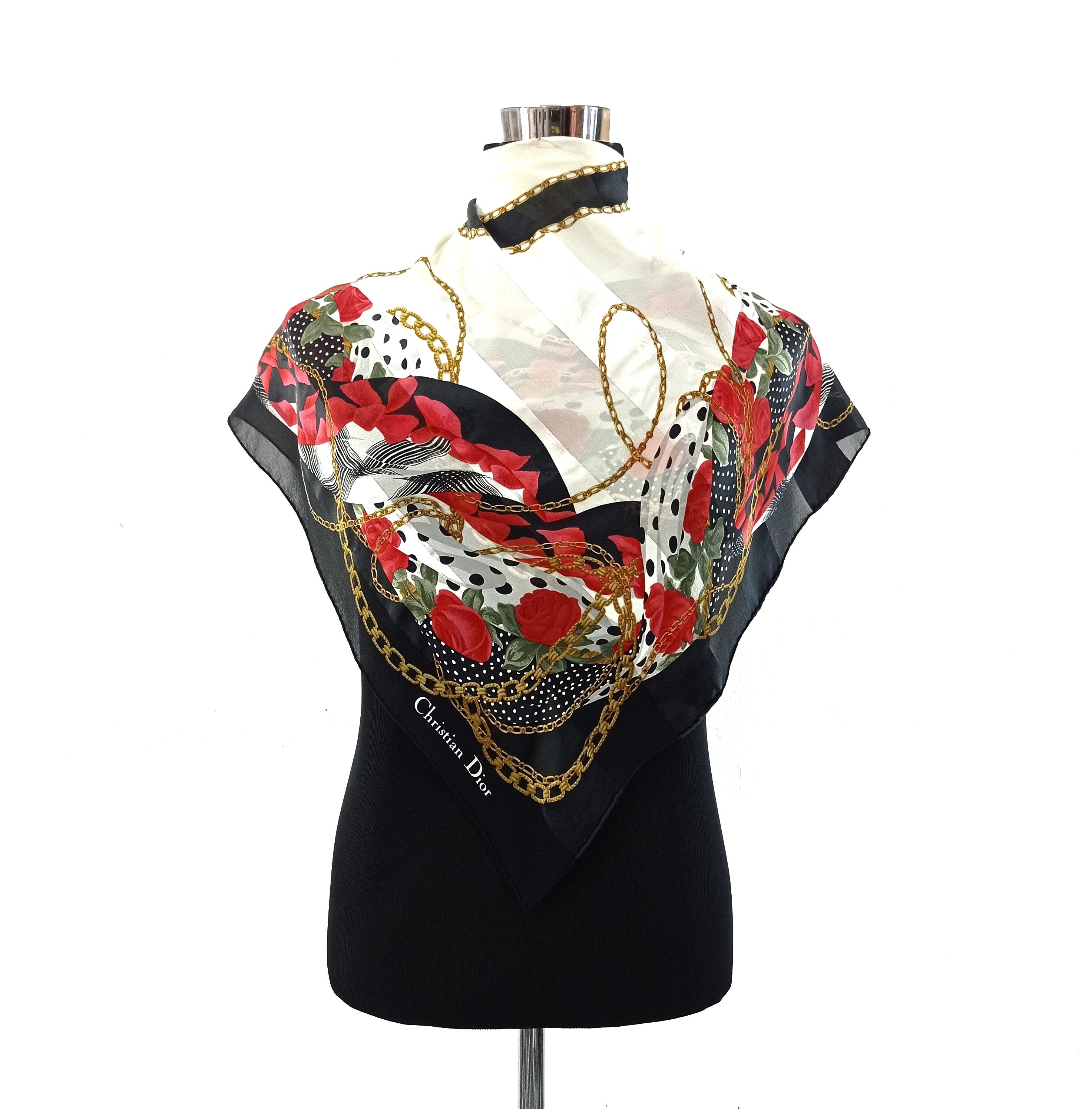 Vintage Christian Dior Silk Scarf Spring Summer Autumn Scarf Etsy