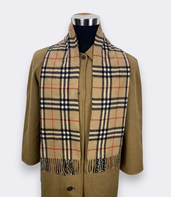 Vintage Burberry Scarf - 90s Nova Check Cashmere Muffler, Perfect