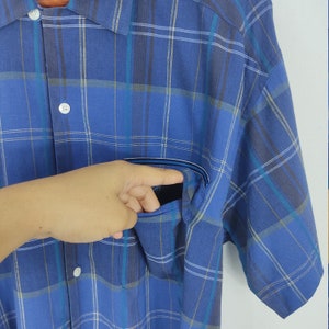 Vintage 90s Aquascutum Shirt Checked Blue Fit XLarge image 3