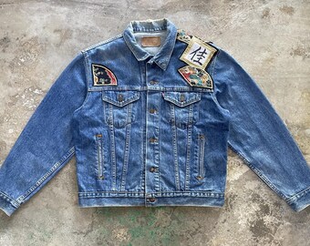 1 of 1 Vintage 90s Levis Denim Jacket Patch Work Denim Made in Usa