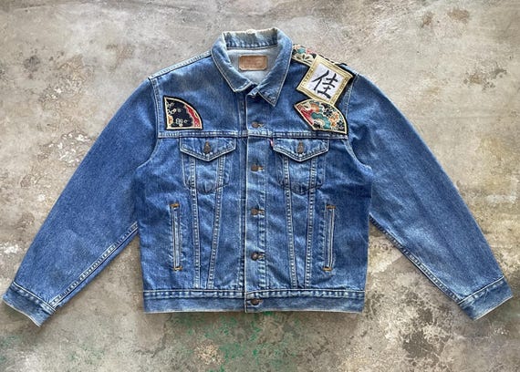 1 of 1 Vintage 90s Levis Denim Jacket Patch Work Denim Made in Usa