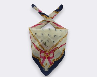 Fendi Handkerchief Authentic Vintage 90s Fendi Cotton Silk Scarf, Chic Designer Accessory, Perfect Gift for Fashion Enthusiasts
