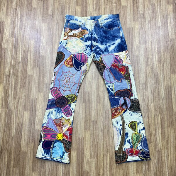 Vintage Kapital Jeans Flare - 90s Insane Hippie Acid Wash Denim for Retro Fashion Enthusiasts Perfect for Boho Chic Style