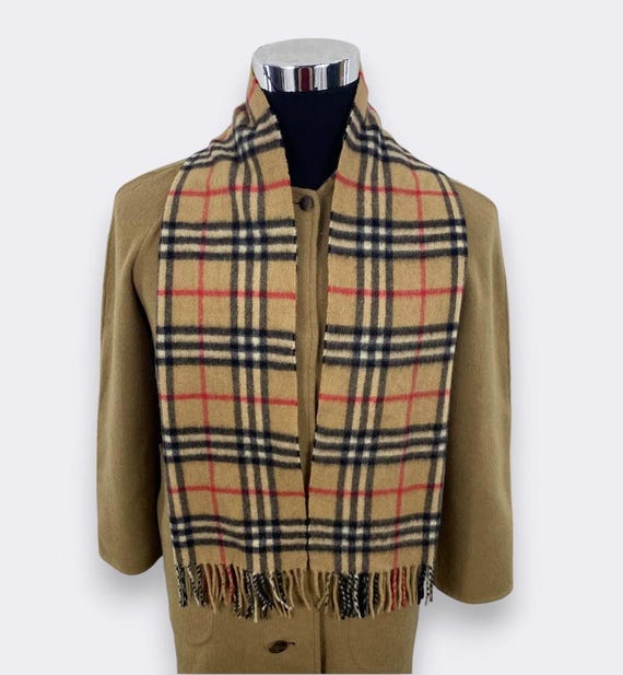 バーバリー マフラー 英国製 ノバチェック ベージュ 90年代 美品 カシミヤ ヴィンテージバーバリースカーフ - 90年代ノバチェックカシミヤ