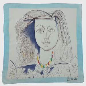 Authentic Vintage  Picasso Handkerchief Neckerchief Headband Bandana Babushka Wrap Authentic Accessories Gift Summer gift for mum valentine