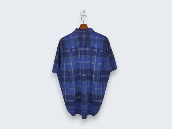 Vintage 90s Aquascutum Shirt Checked Blue Fit XLa… - image 2