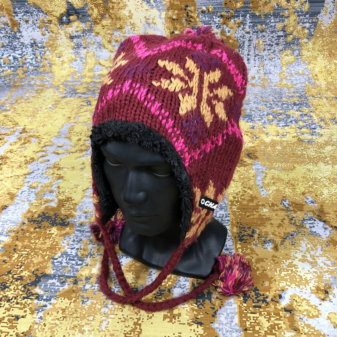 Vintage Ear Flap Hat Chaos Beanie Hat Knitted Crochet Hat Etsy