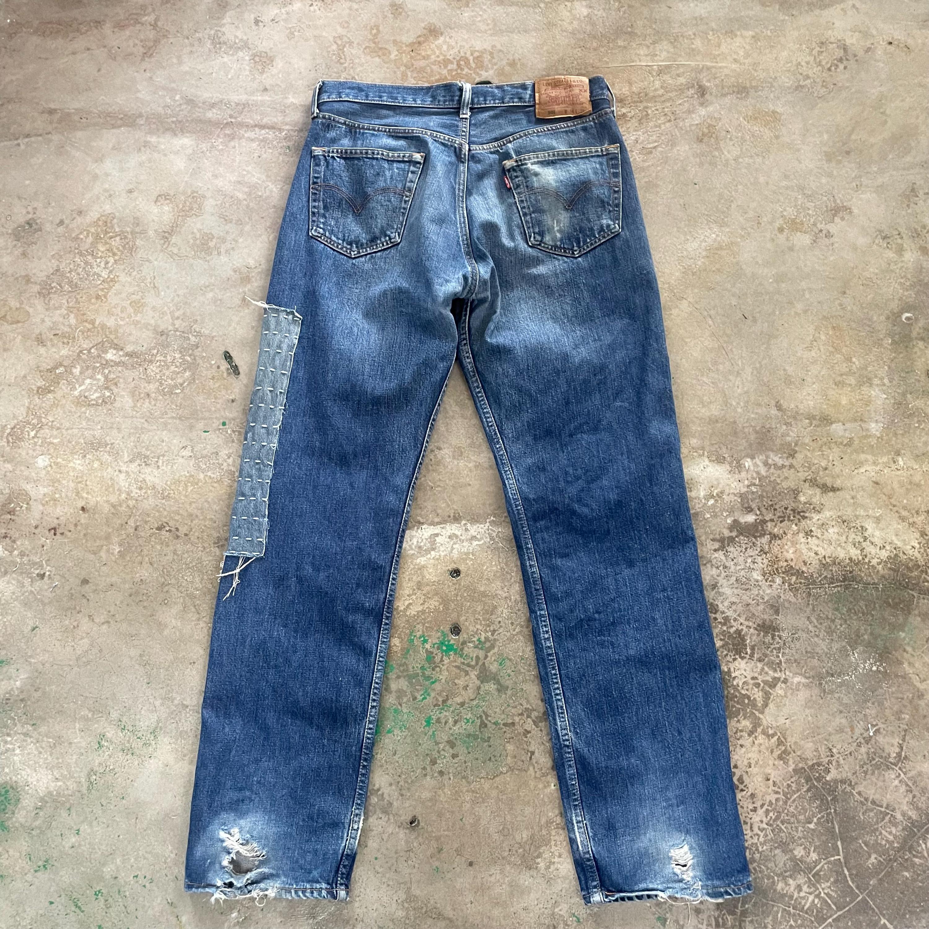 Levi’s501/コーティングリメイクデニム/#34／希少 Ready to Ship 34 X 32 Vintage 90s Levi's 501 Custom Rework Denim