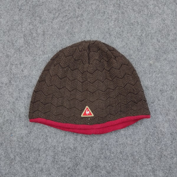 Vintage Le Coq Sportif Beanie Hat Knitted Crochet  Hats Beanie Knit Unisex No Pompom Hat  Men Women Winter Gifts Fashion Warm Cozy Soft Hat