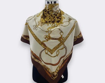 Foulard en polyester vintage - Foulard carré de luxe élégant, accessoire parfait pour des tenues élégantes, idéal pour les collectionneurs, pièce décorative à la mode