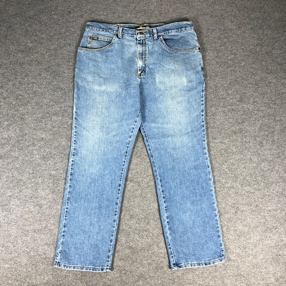 38 x 30 Vintage Lee Jeans Light Wash Distress Fad… - image 1