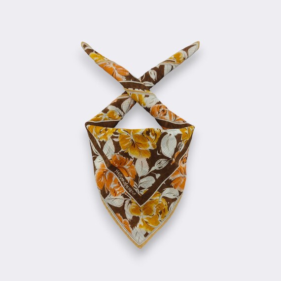 Yves Saint Laurent Floral Handkerchief, Rare 90s … - image 1