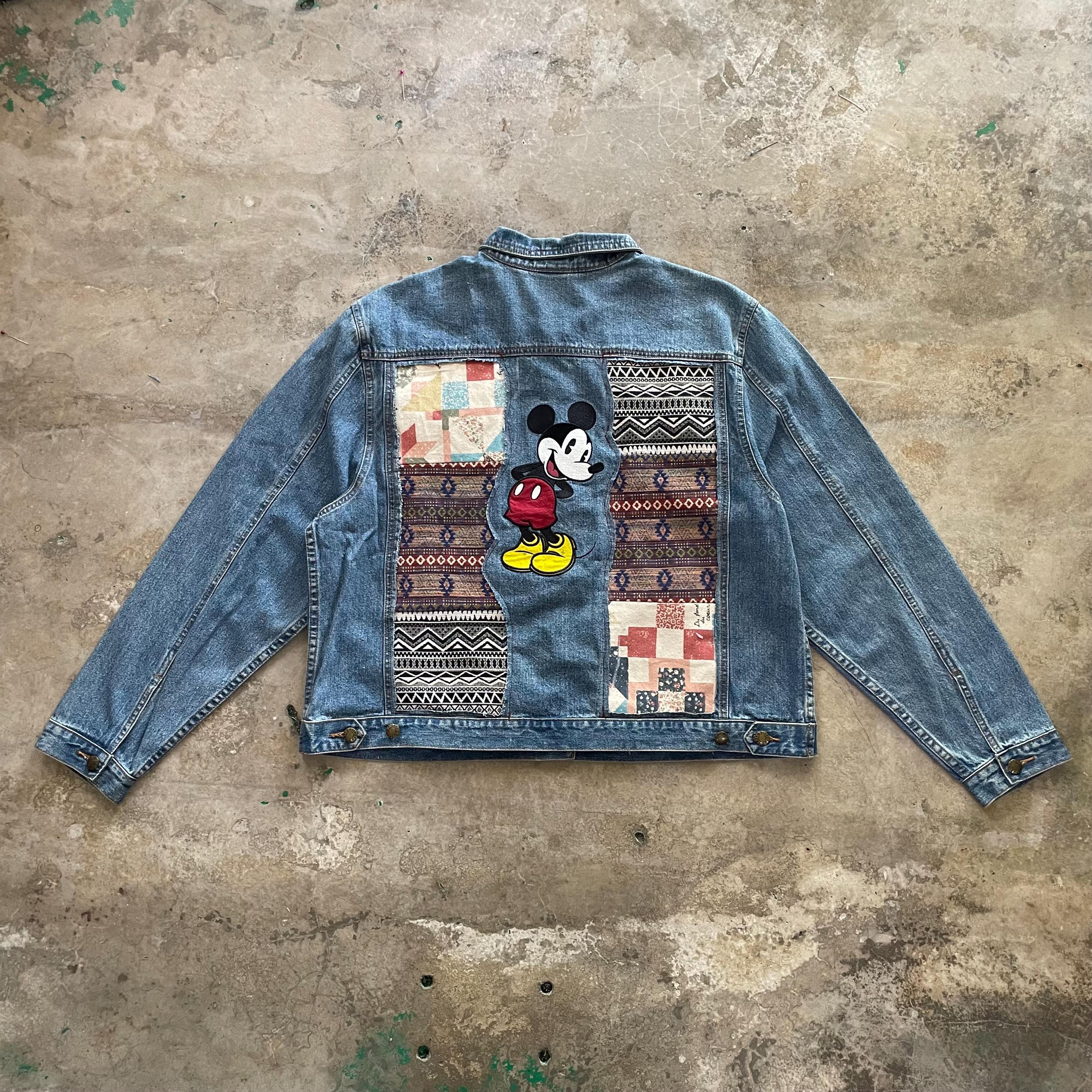Ready to Ship Vintage 90s Denim Jacket Patchwork Navajo Stylish