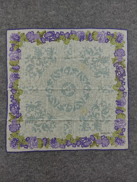 Vintage Lanvin Handkerchief - 90s Floral Tartan N… - image 3