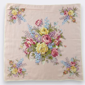 Ralph Lauren Floral Handkerchief, Authentic 90s Vintage Neckerchief, Elegant Scarf Accessory, Perfect Vintage Gift