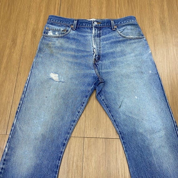 34 x 31 Vintage Levis 517 Jeans Light Wash Distre… - image 3