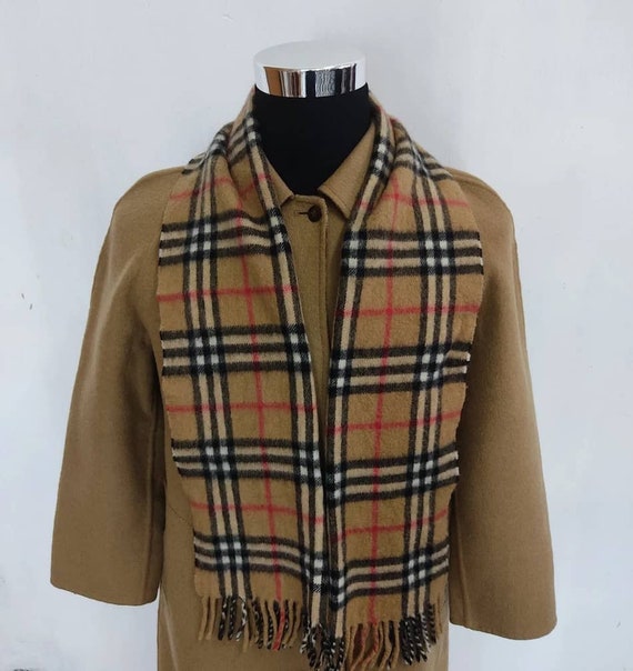 Vintage Burberry Scarf Muffler Nova Check Cashmere