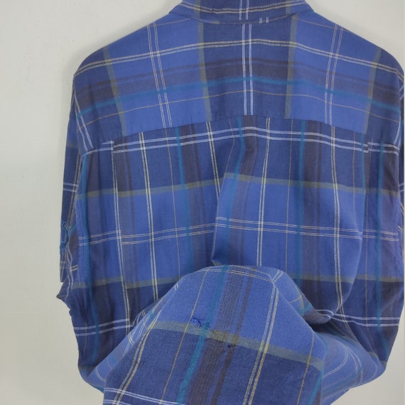 Vintage 90s Aquascutum Shirt Checked Blue Fit XLa… - image 5