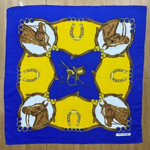 Vintage J. Mico Sancho Silk Scarf, Elegant Horse Print Square, Fashion Accessory, Perfect Mother's Day Gift, Equestrian Square Pattern