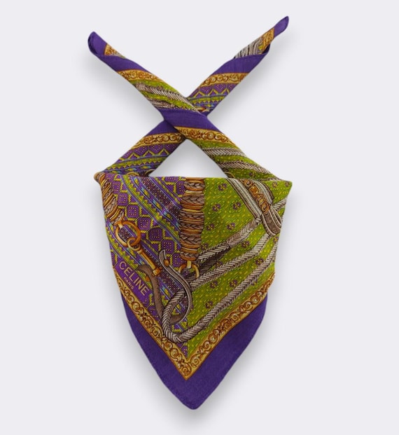 セリーヌ ハンカチ 本物 ヴィンテージ 90年代 デザイナーアクセサリー