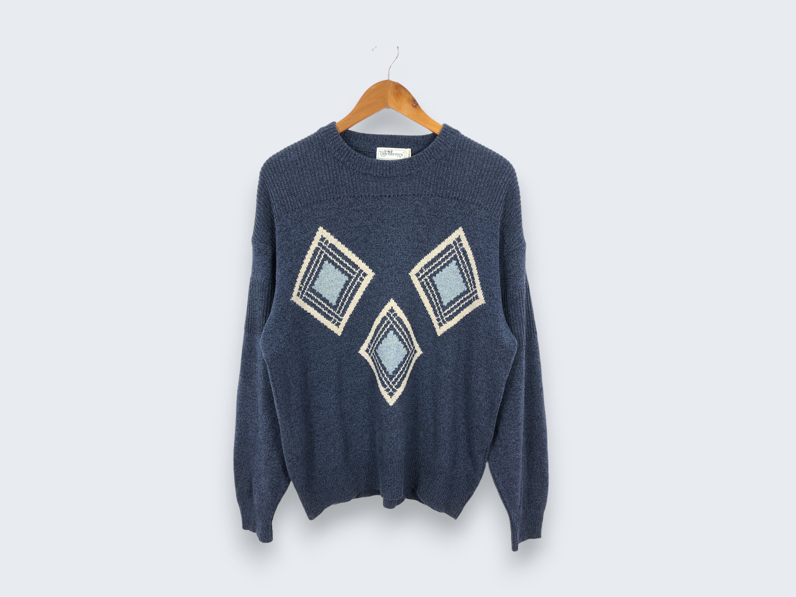 Vintage Burberry Knit Sweater 90s Nautical Navy Blue Sweatshirt Stylish Casual Wear Retro Designer Gift Cozy Fashion Staple Unique Gift Etsy