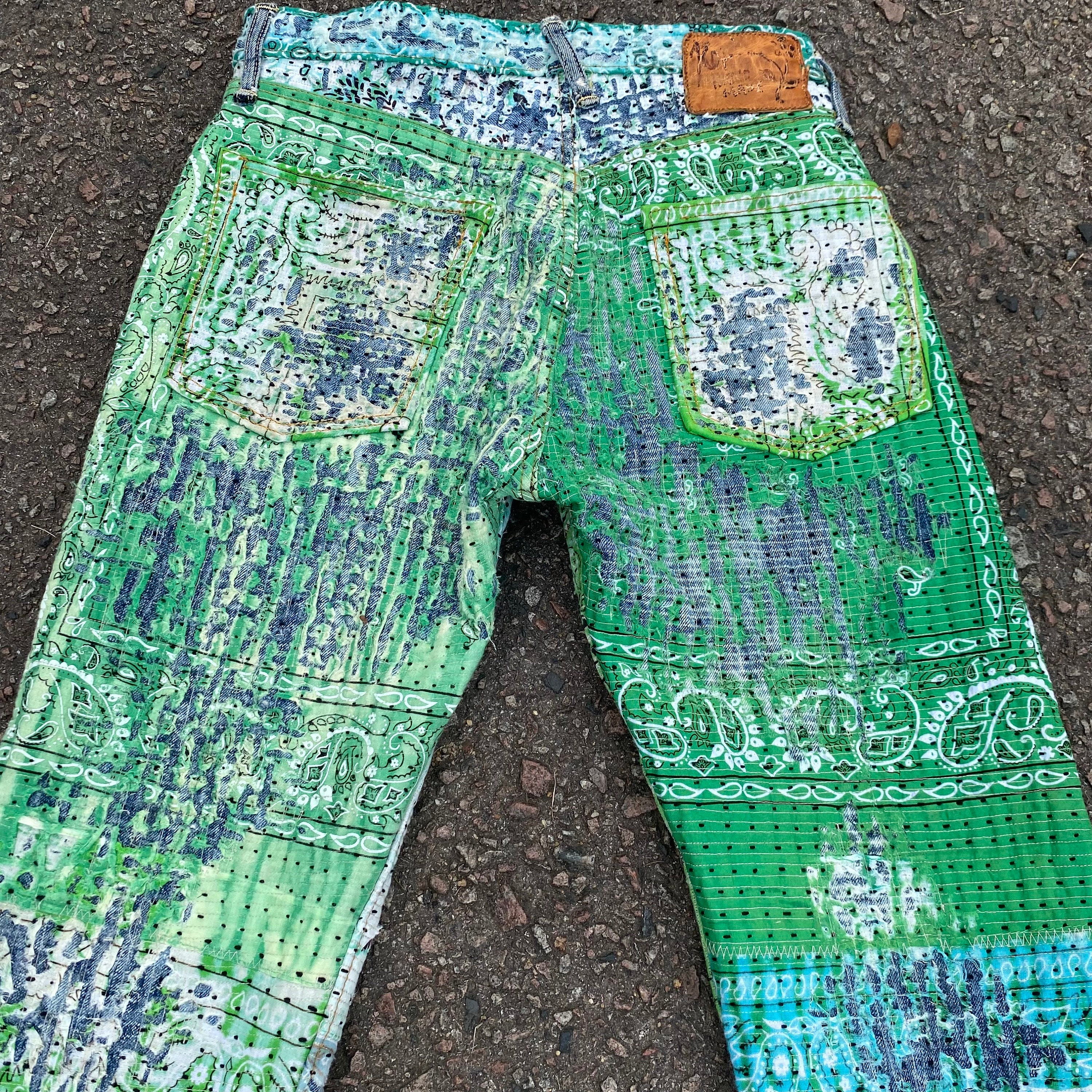 30 X 30 Vintage 90s Kapital Jeans - Sashiko Boro Paisley Remake