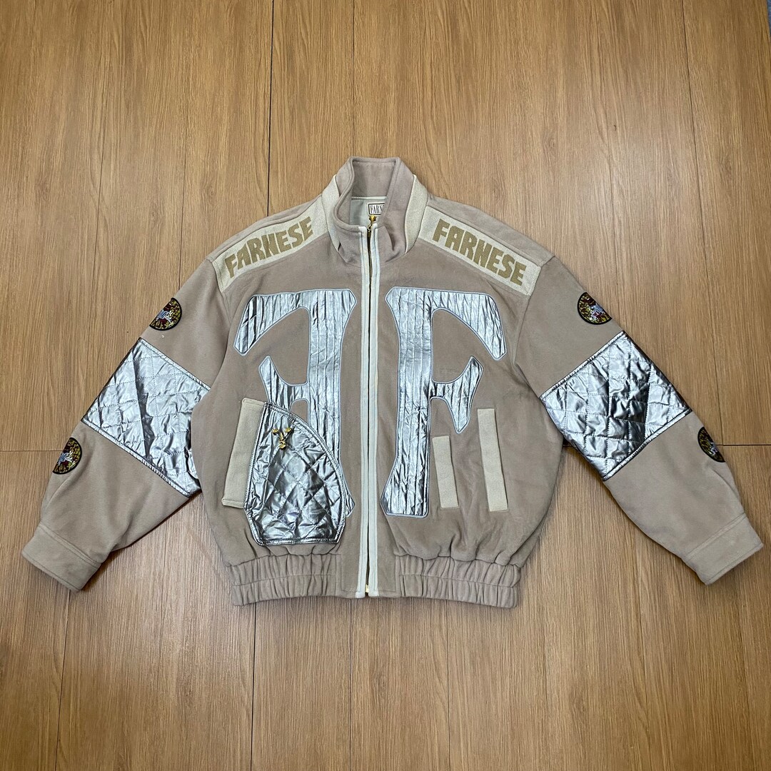 Vintage Farnese Japan Bomber Jacket Size 4 Retro 90s Embroidered