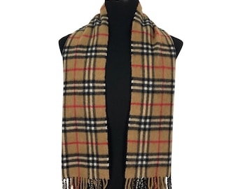 Vintage Burberry Scarf - 90s Nova Check Wool Cashmere Muffler