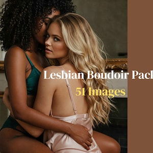 Lesbian Couple Boudoir Photo Pack – Intimate AI Romance for Moodboards, Art Prints & Sensual Digital Creators (51 Images)