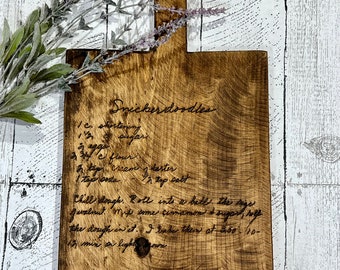 Tabla de pan personalizada con receta escrita a mano grabada con láser - Reliquia de cocina