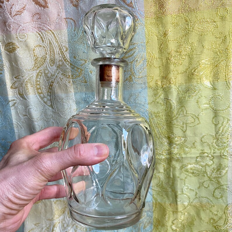 Vintage Bottle Vintage Pressed Glass Liquor Bottle Glass Etsy