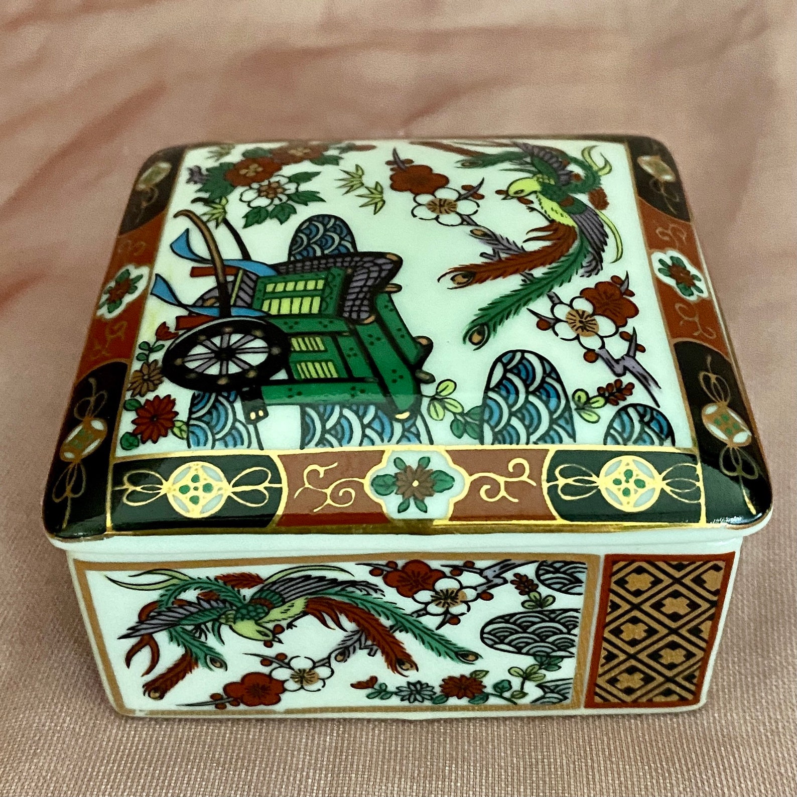 Imari porcelain trinket box with lid Heritage Mint Japan Etsy