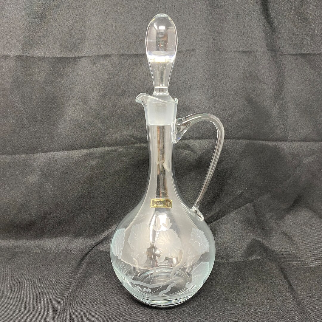 Decanter Bottle, Vintage Crystal Glass Decanter, Large Crystal Decanter