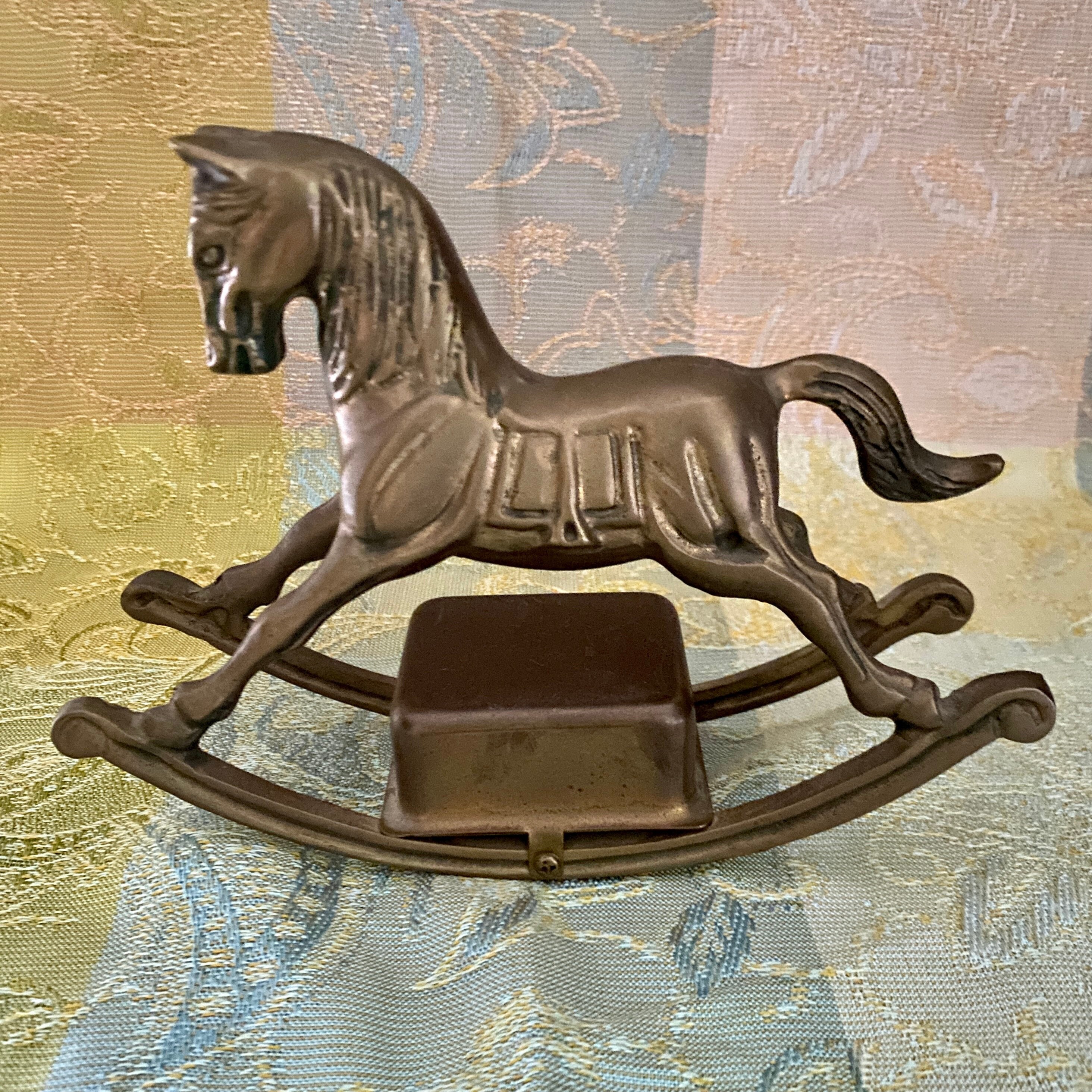 Vintage Brass Rocking Horse Music Box Brass Horse Figurine Etsy