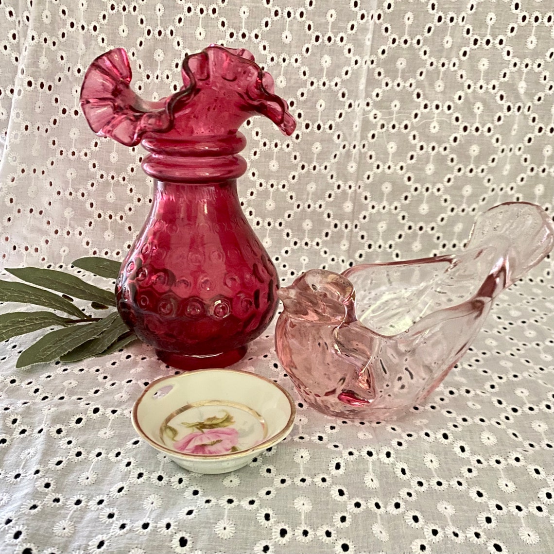 Blown glass pink bird figurine glass bird candle holder pink Etsy