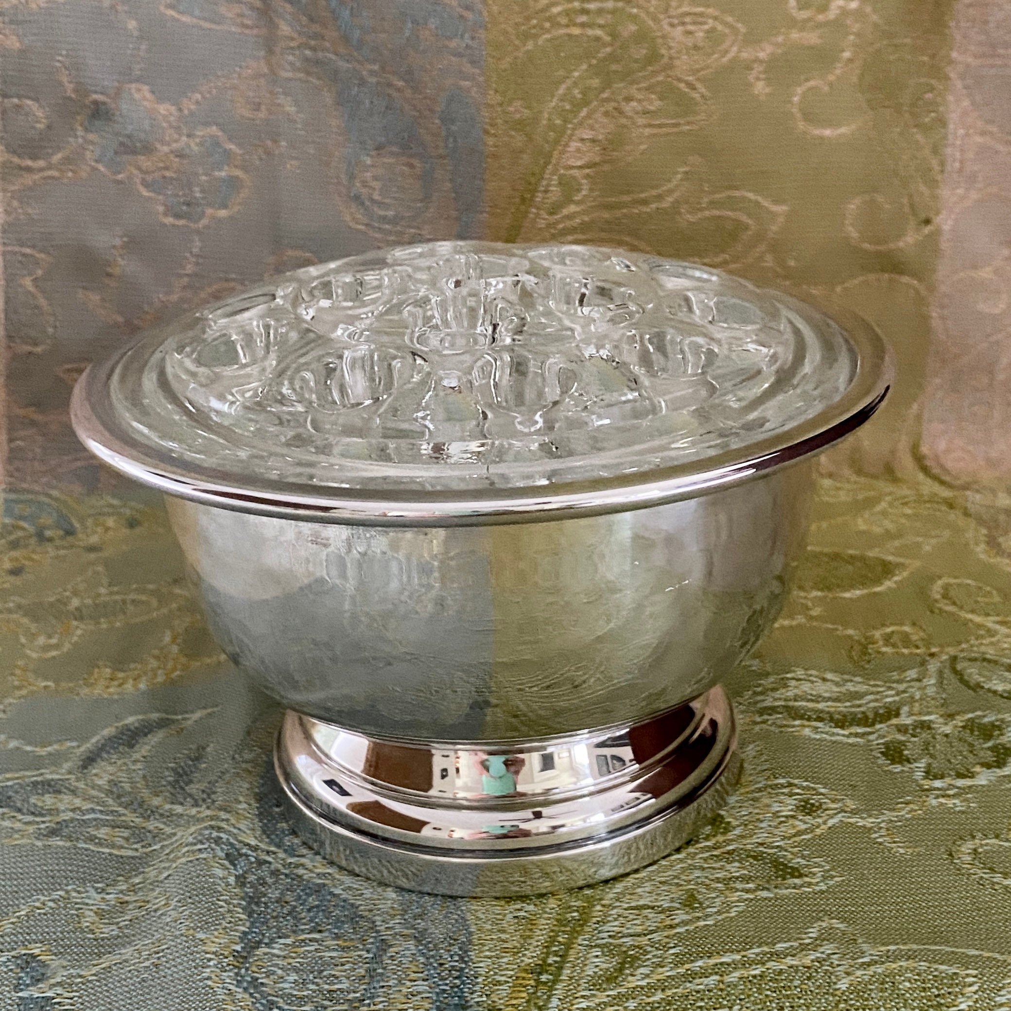 Vintage flower frog silver flower frog base large glass Etsy