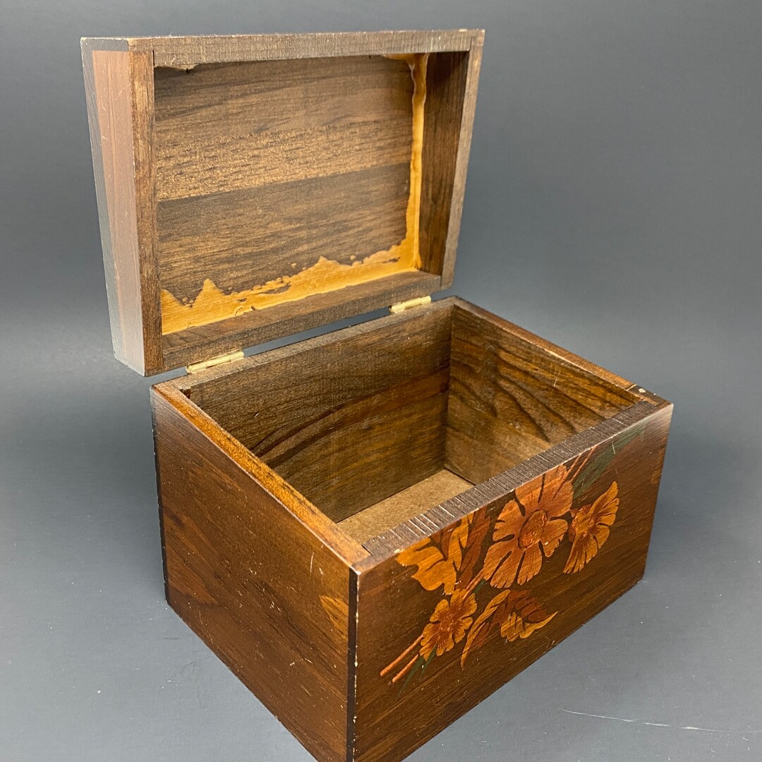 Wood Recipe Box Vintage Recipe Box Large Recipe Box Box Etsy