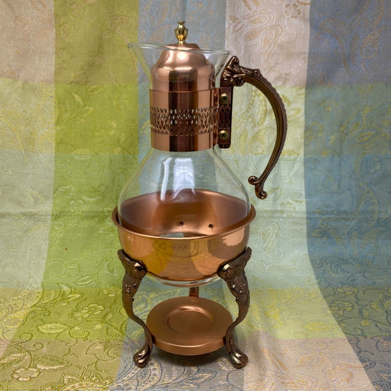 Glass Coffee Carafe With Stand Copper 