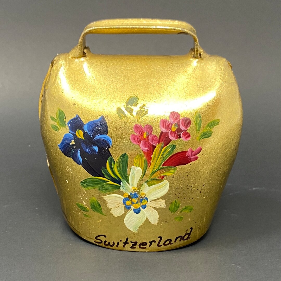 Vintage Brass Bell Swiss Cowbell Brass Animal Bell Etsy