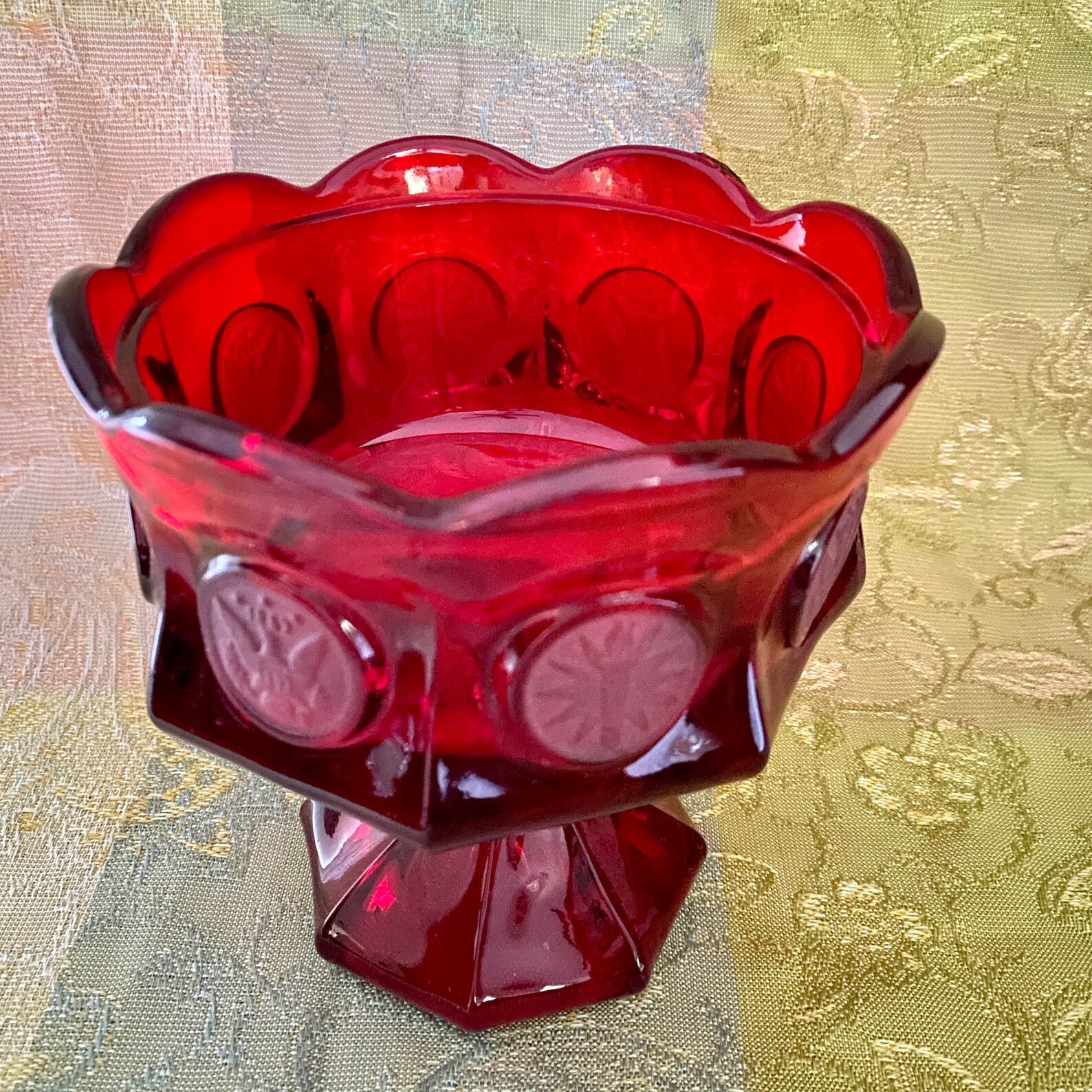 Fostoria Red Coin Dot Compote glass compote ruby red coin Etsy