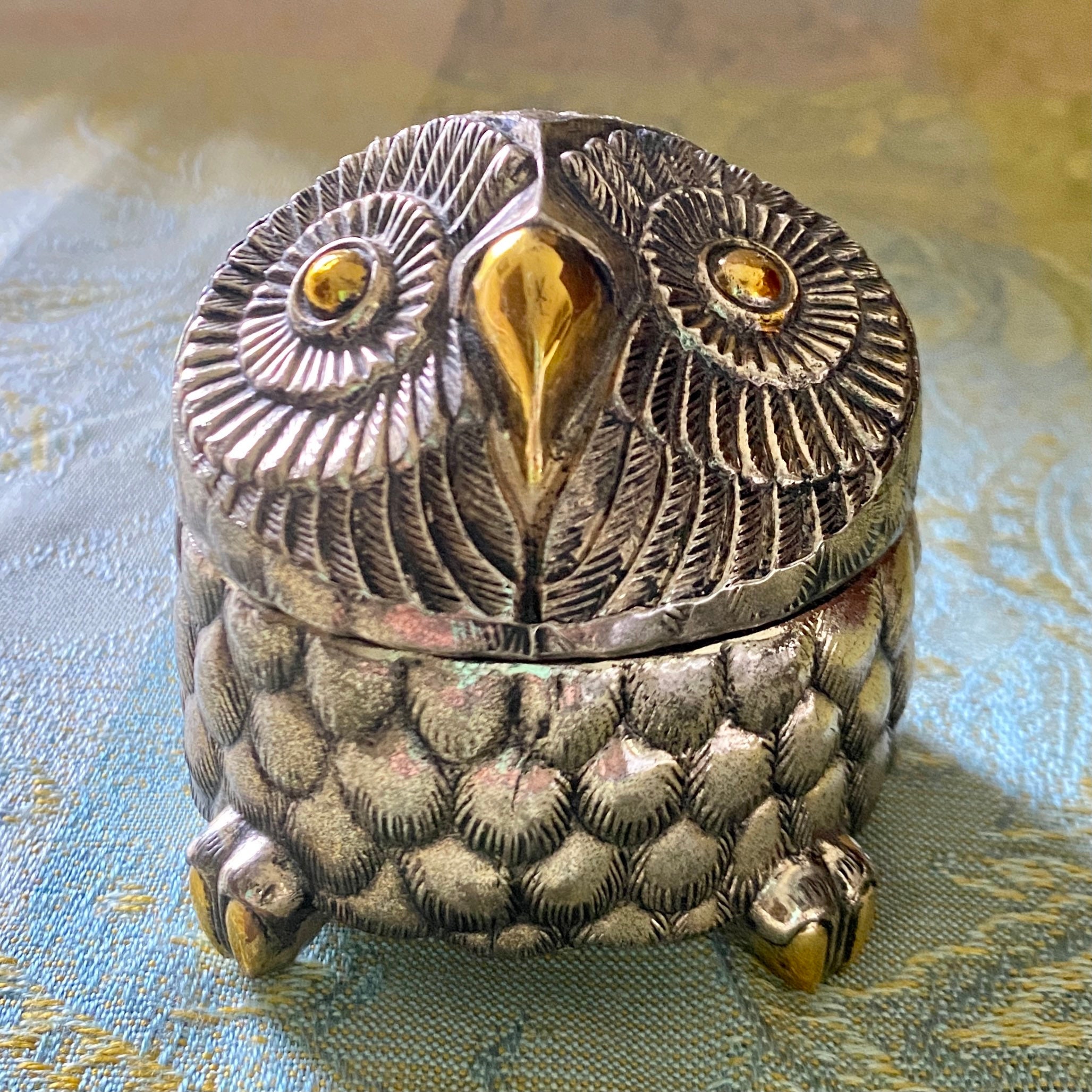 Vintage Sankyo Japan Music Box, Metal Owl Music Box, Retro